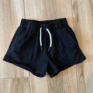 Zara Kids Sweat Shorts Girls Size 6/7 Black Knit Pull-On Drawstring